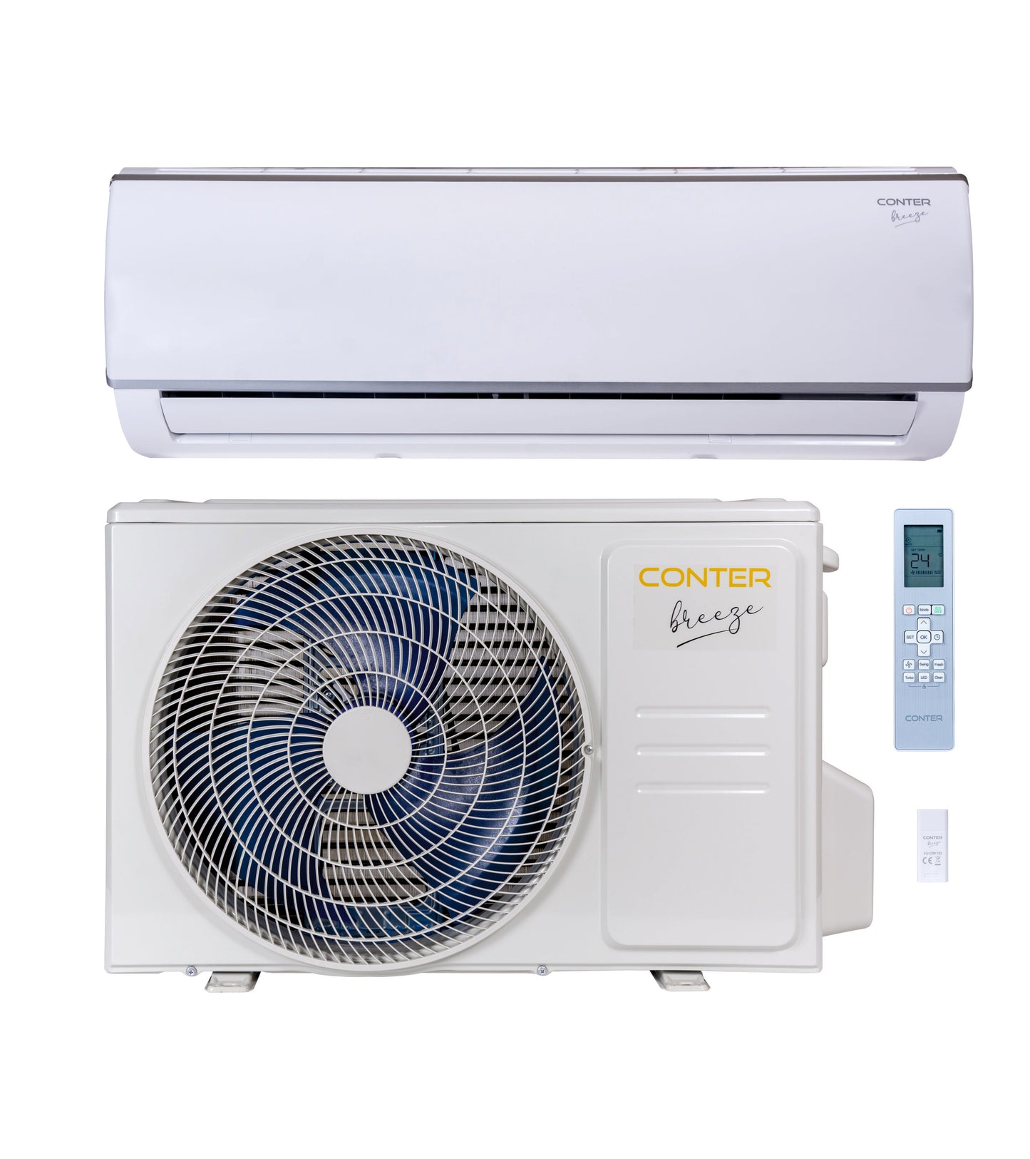Aparat aer conditionat Conter Breeze, 12000 BTU, Wi-Fi Control, inverter, Clasa A++, functii Self cleaning, Follow me, Sleep mode, alb