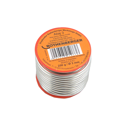 Aliaj Rothenberger, Sn97Cu3, argintiu, moale, 250gr, 3 mm